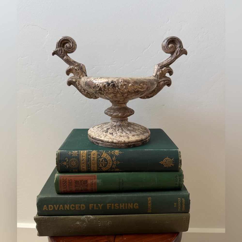 Antique ornate silver urn planter. Smaller sized urn